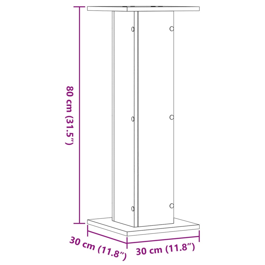 Suporturi de plante, 2 buc., alb, 30x30x80 cm, lemn prelucrat