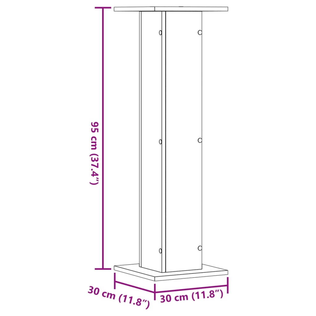 Suporturi de plante, 2 buc., alb, 30x30x95 cm, lemn prelucrat