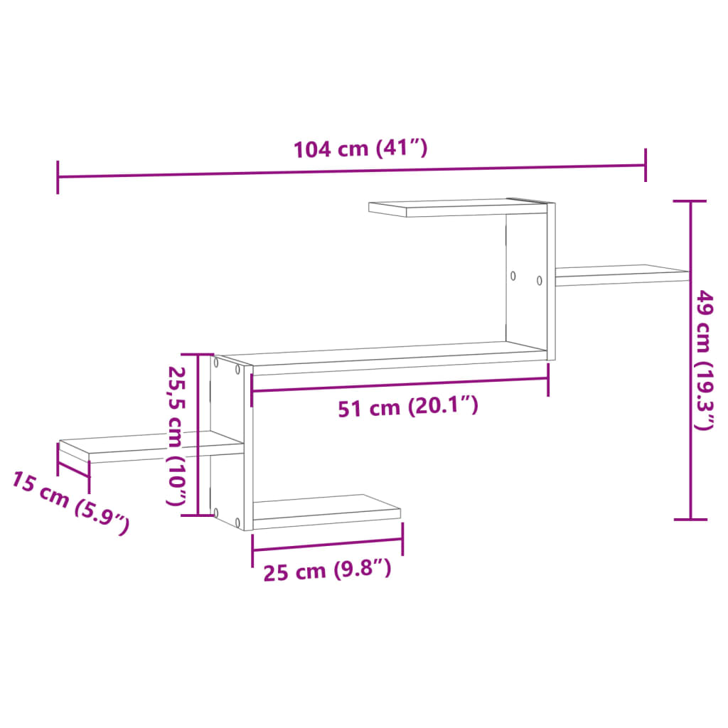 Raft de perete, alb, 104x15x49 cm, lemn prelucrat