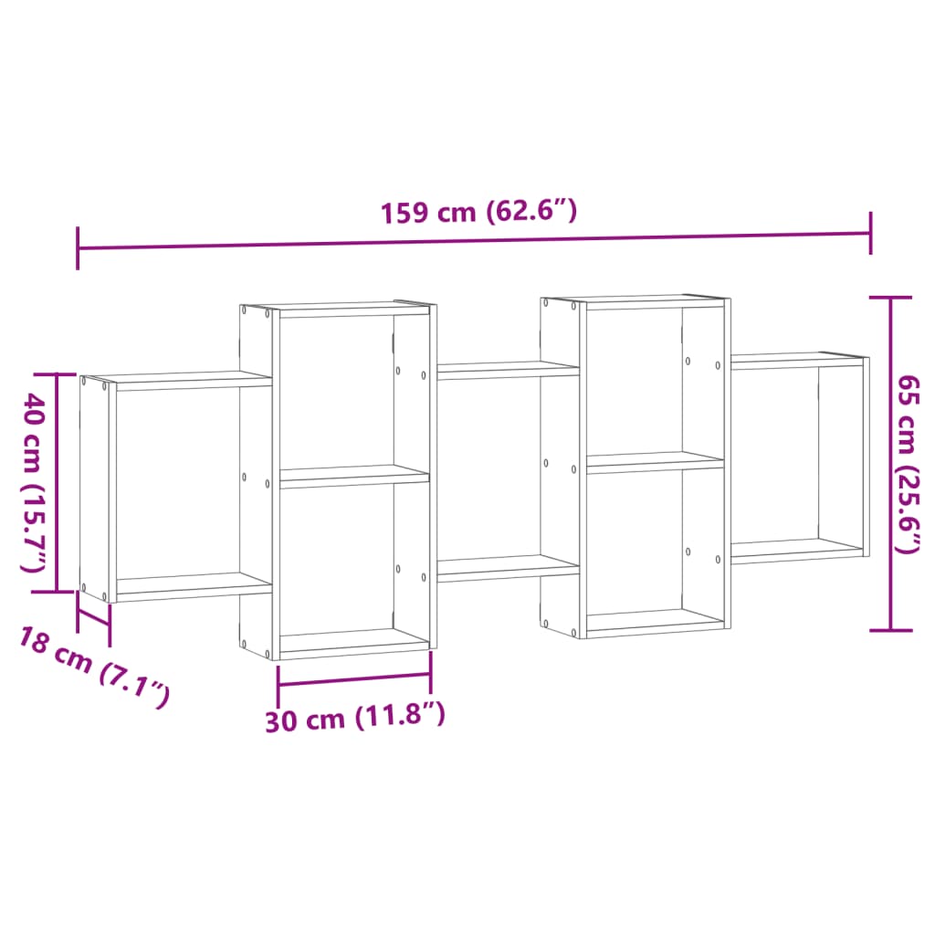 Raft de perete, gri beton, 159x18x65 cm, lemn prelucrat