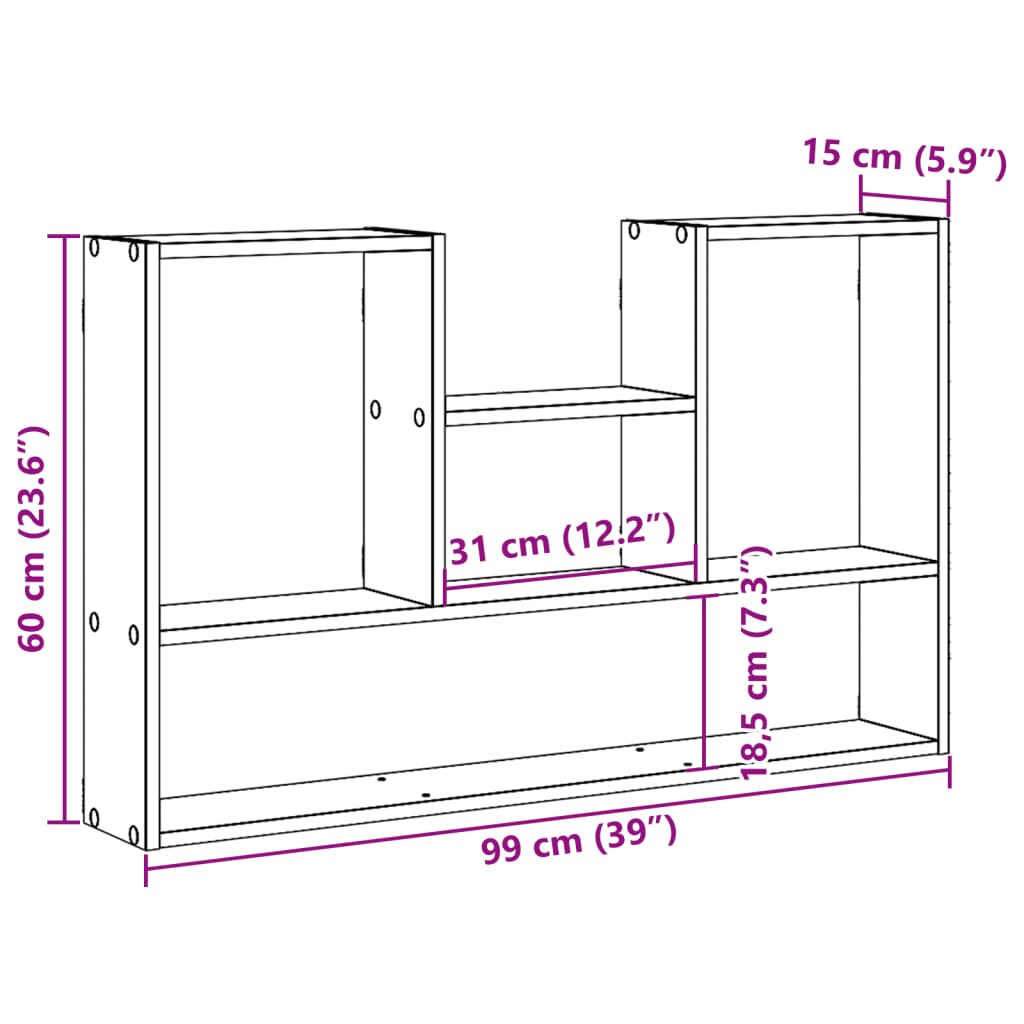 Raft de perete, gri beton, 99x15x60 cm, lemn prelucrat