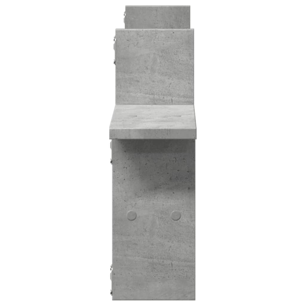 Rafturi perete, 2 buc., gri beton, 38x12x38 cm, lemn prelucrat