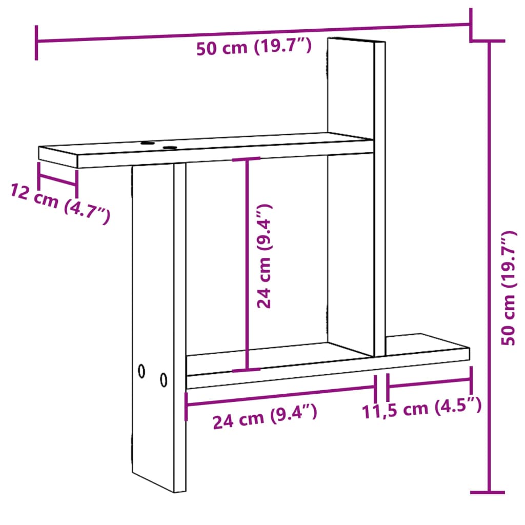 Rafturi perete 2 buc. stejar sonoma 50x12x50 cm lemn prelucrat