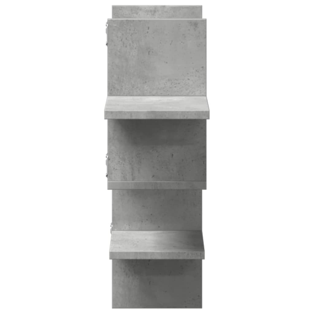 Raft de perete, gri beton, 124,5x18x60,5 cm, lemn prelucrat