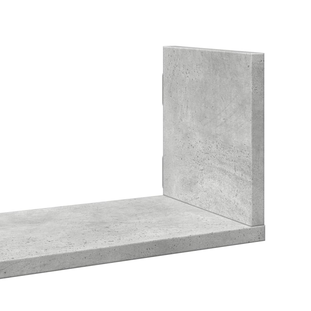 Rafturi perete, 3 buc., gri beton, 58x18x18 cm, lemn prelucrat