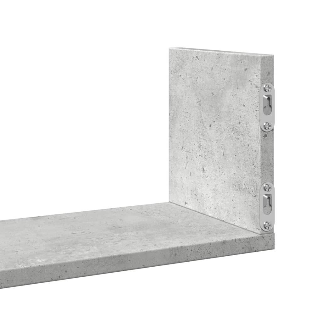 Rafturi perete, 3 buc., gri beton, 58x18x18 cm, lemn prelucrat