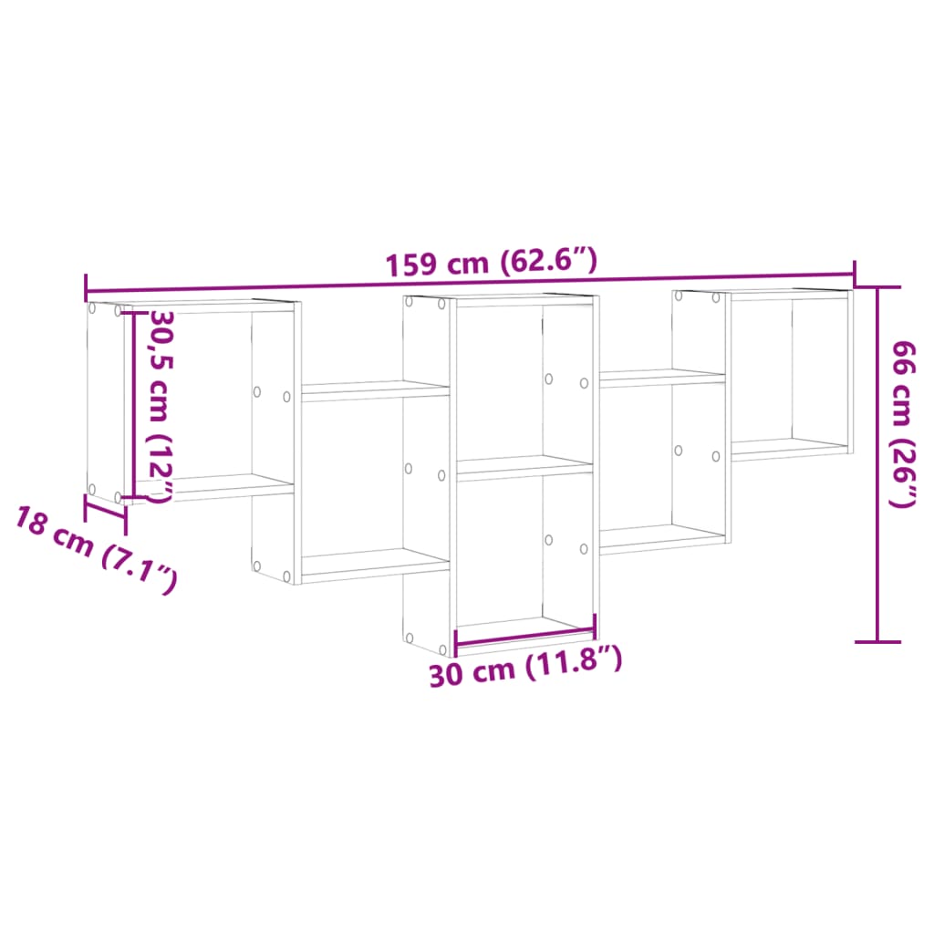 Raft de perete, alb, 159x18x66 cm, lemn prelucrat