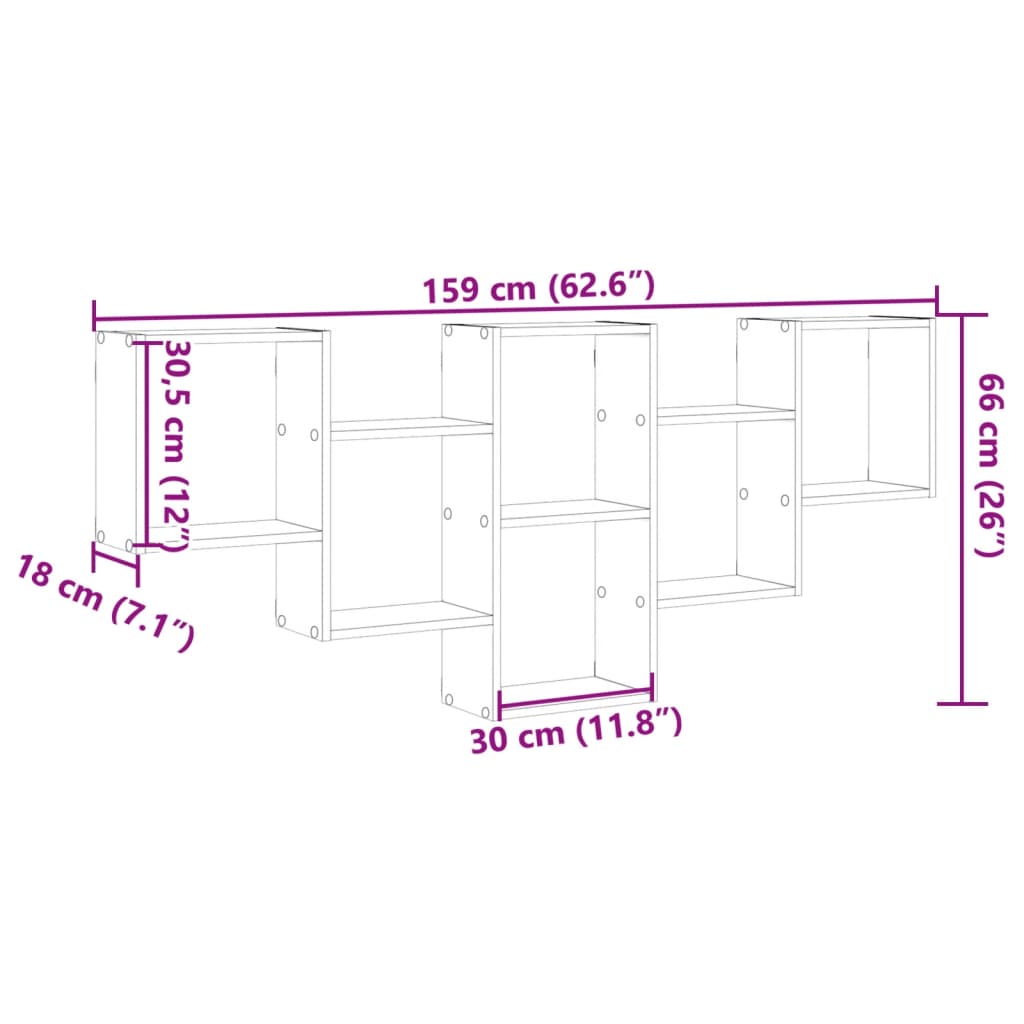 Raft de perete, stejar sonoma, 159x18x66 cm, lemn prelucrat