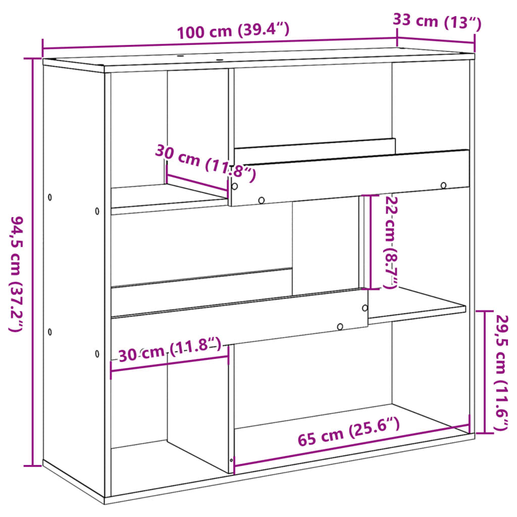 Bibliotecă/Separator cameră, stejar sonoma, 100x33x94,5 cm