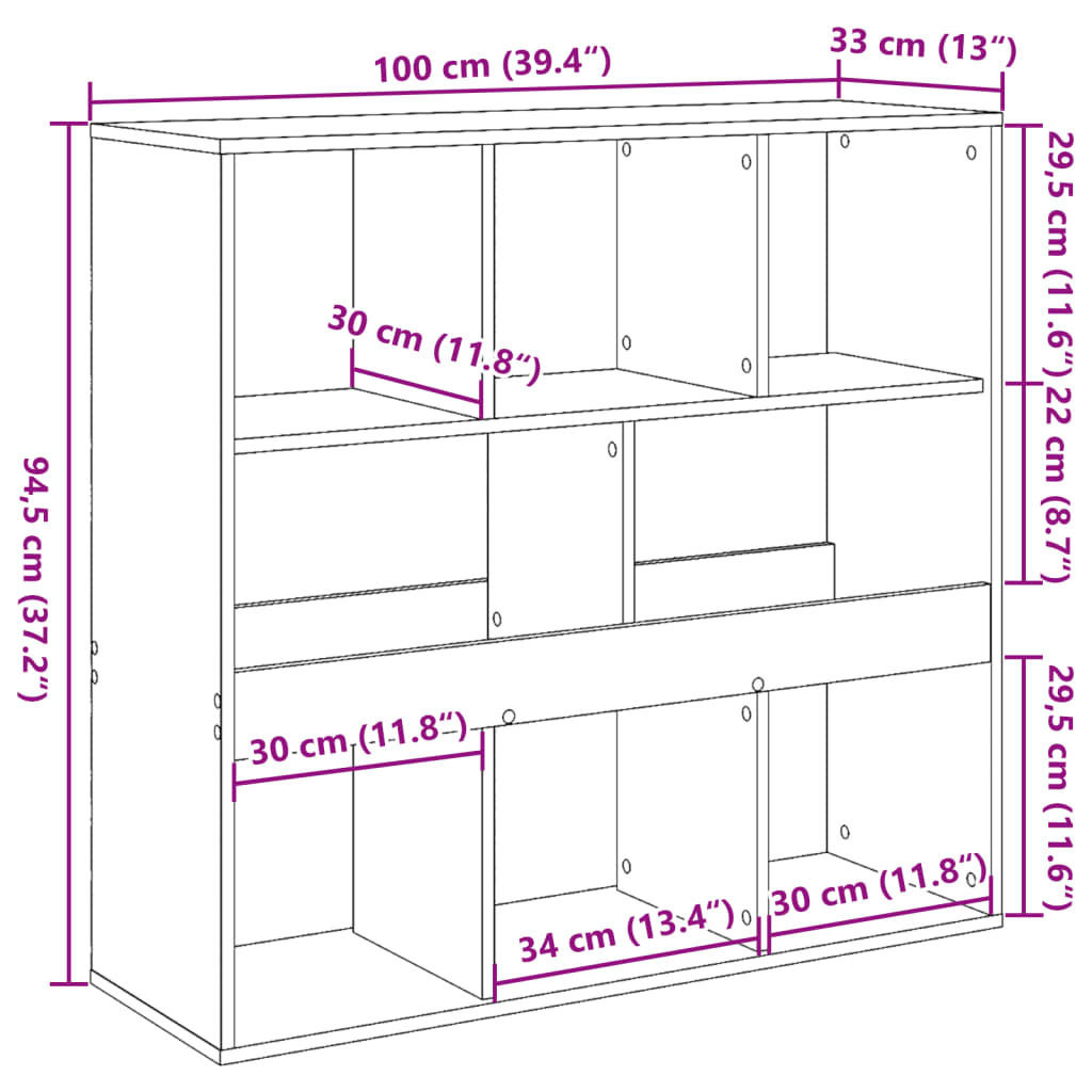 Bibliotecă/Separator cameră, alb, 100x33x94,5 cm