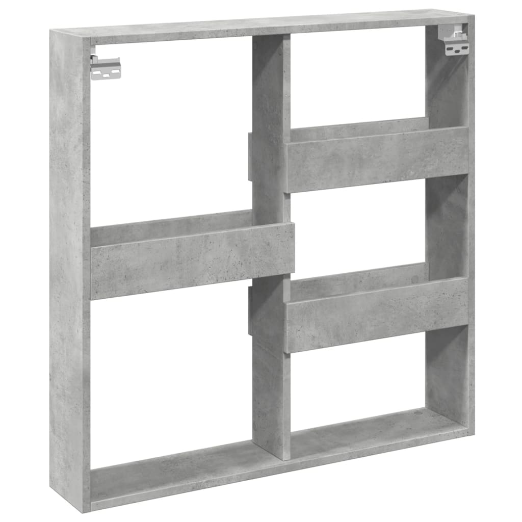 Dulap de perete, gri beton, 80x15x80 cm, lemn prelucrat