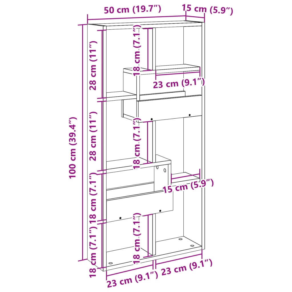 Dulap de perete, stejar sonoma, 50x15x100 cm, lemn prelucrat