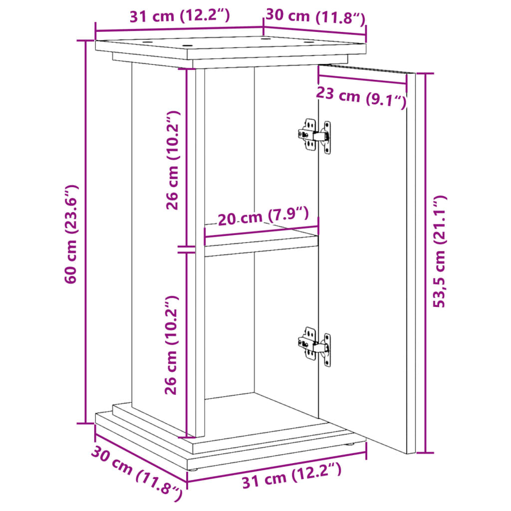 Suport prezentare cu depozitare alb 31x30x60 cm lemn prelucrat