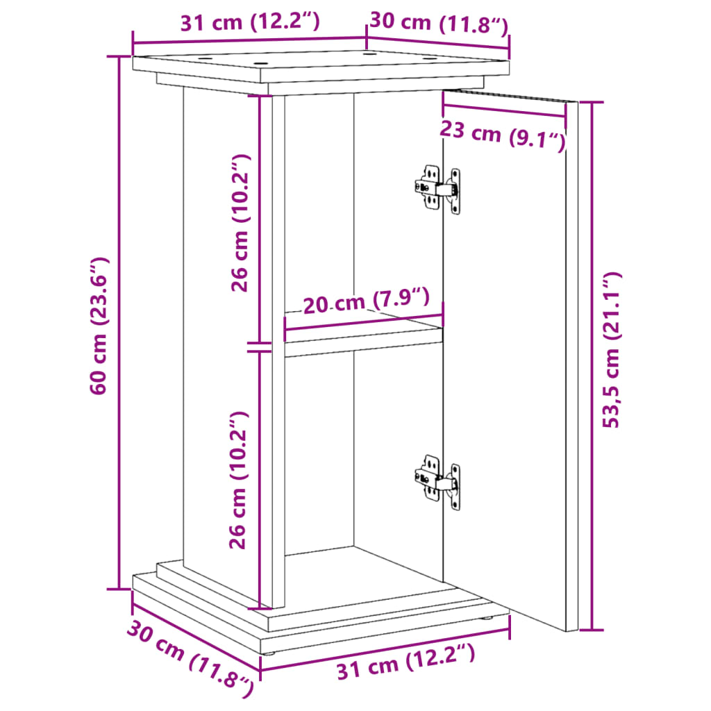 Suport prezentare cu depozitare gri beton 31x30x60 cm lemn