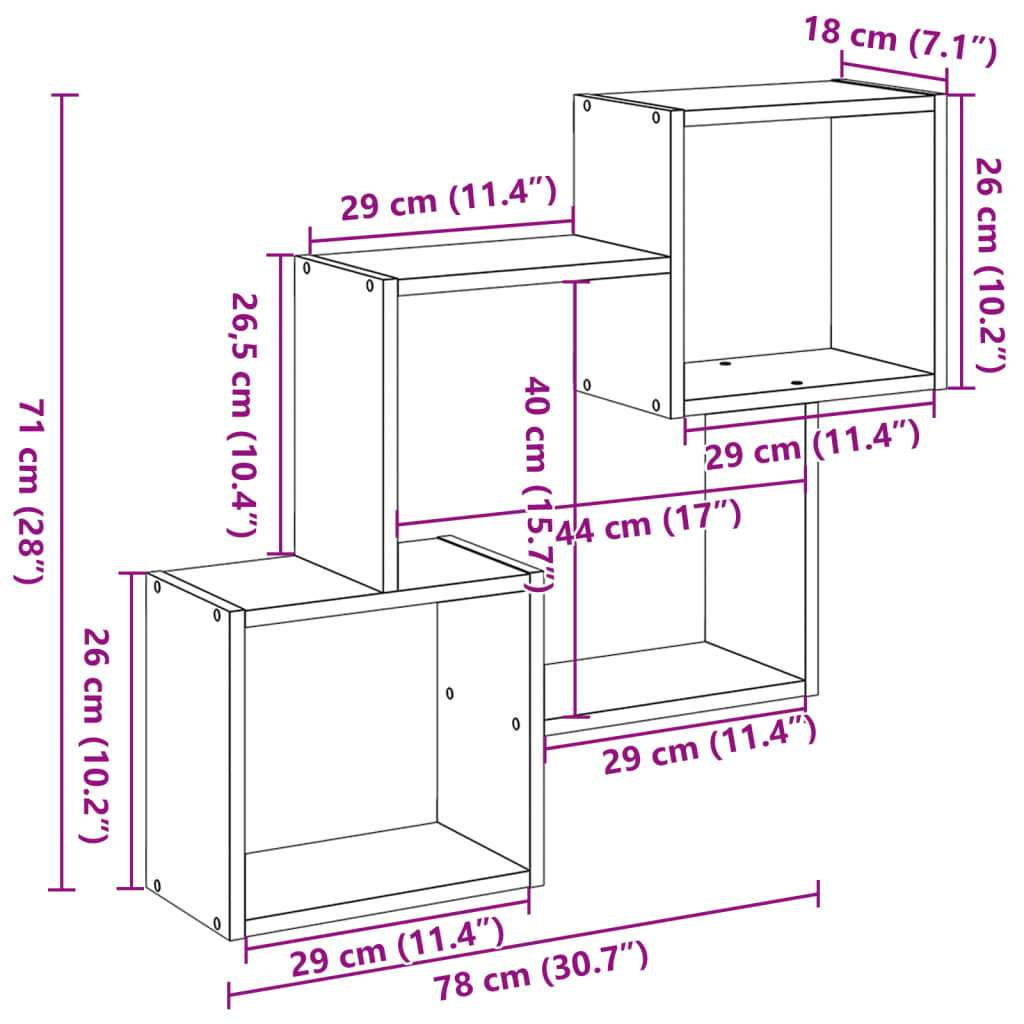 Dulap de perete, alb, 78x18x71 cm, lemn prelucrat