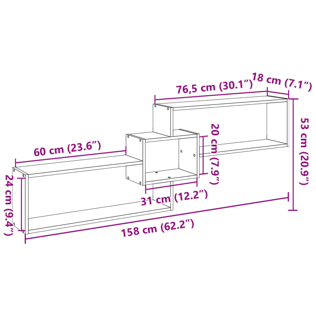 Dulap de perete, alb, 158x18x53 cm, lemn prelucrat