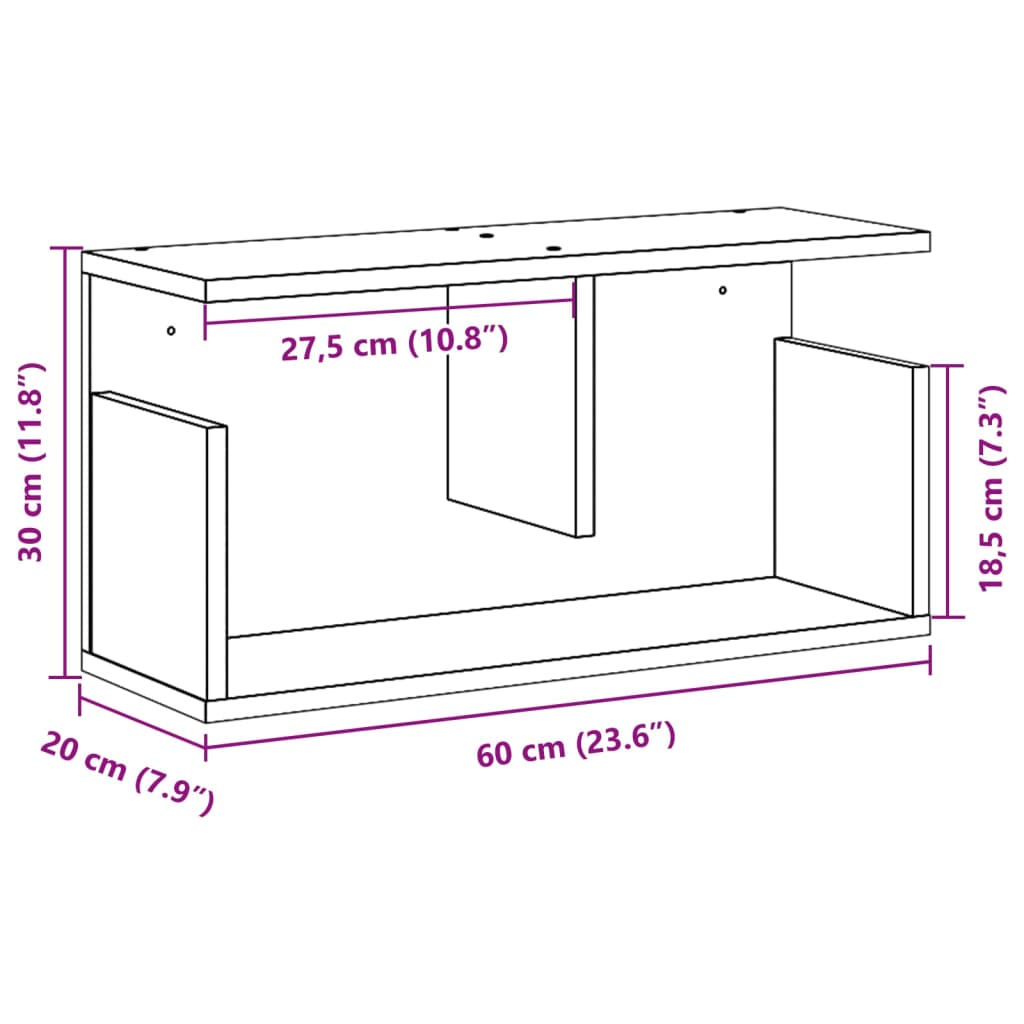 Dulap de perete, alb, 60x20x30 cm, lemn prelucrat