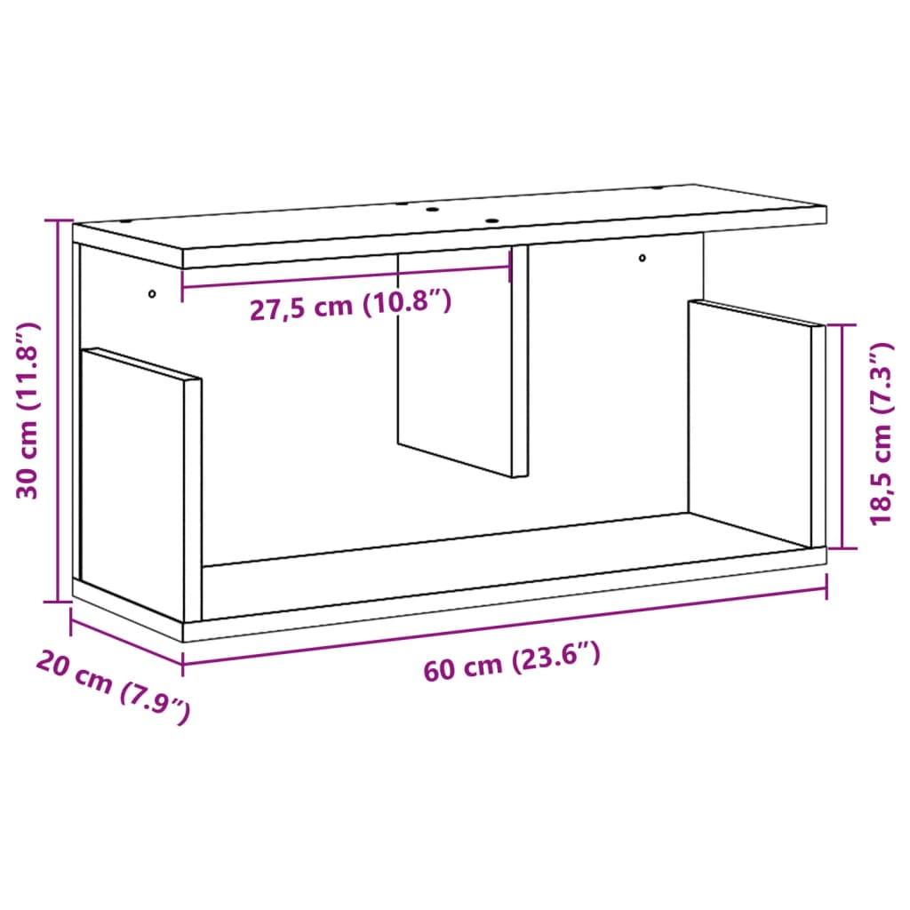 Dulap de perete, stejar sonoma, 60x20x30 cm, lemn prelucrat