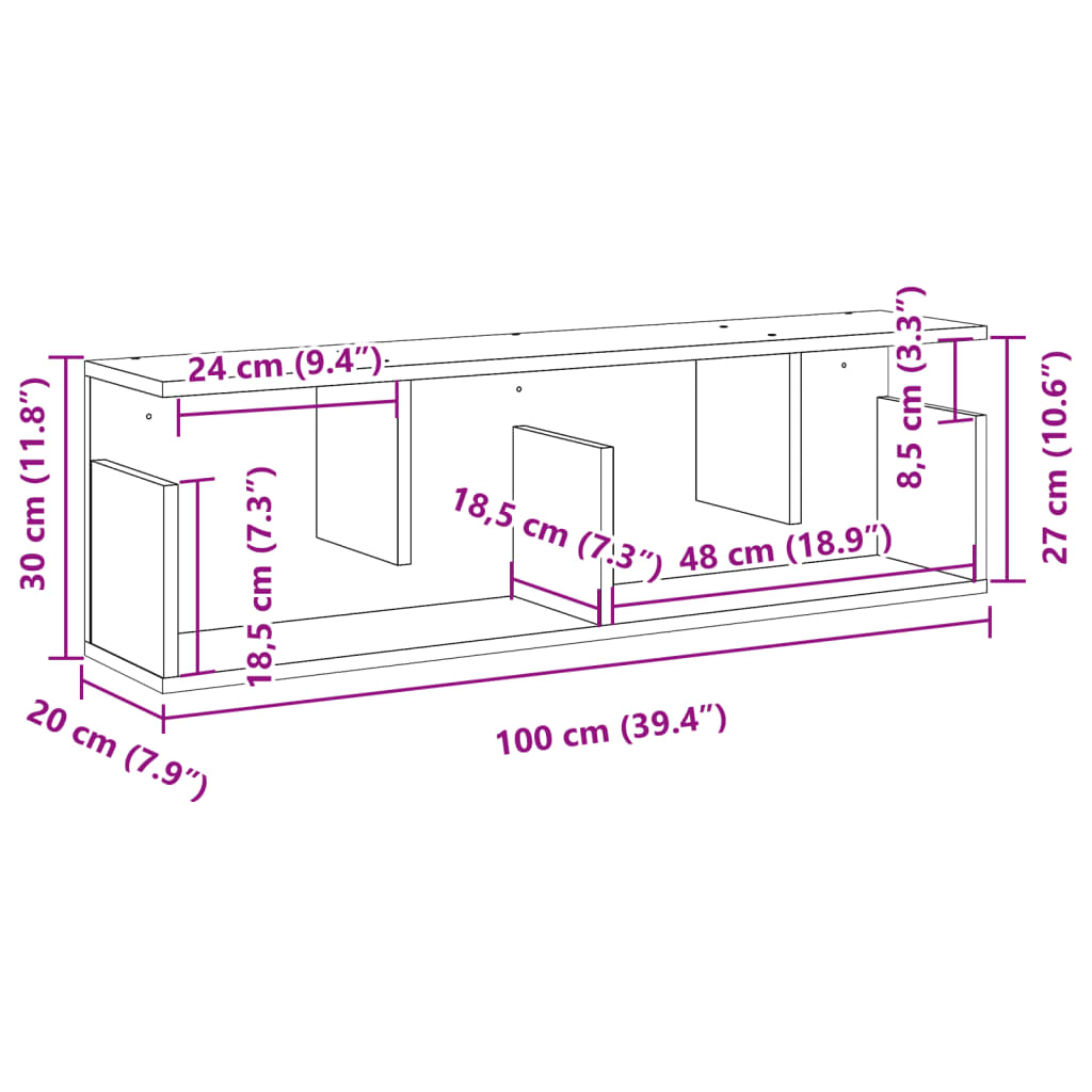 Dulap de perete, stejar sonoma, 100x20x30 cm, lemn prelucrat