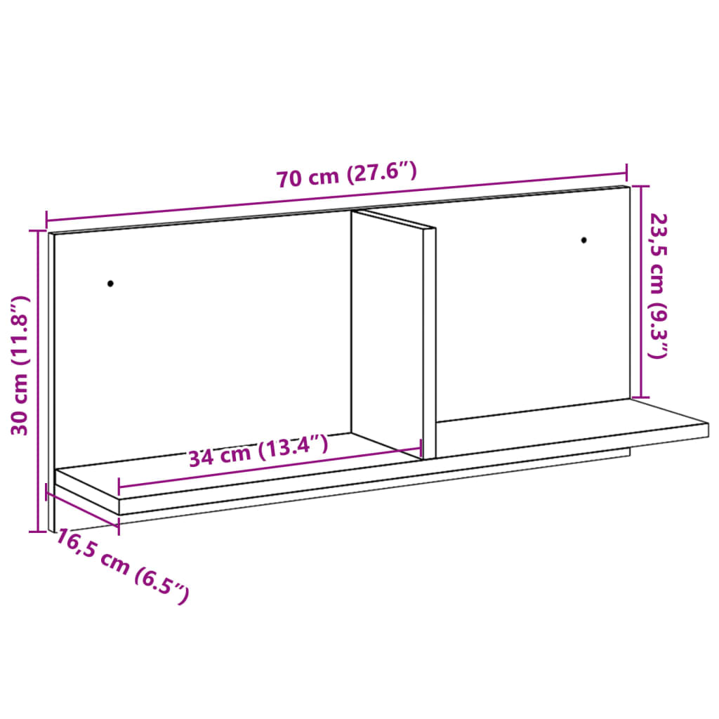 Dulap de perete, negru, 70x16,5x30 cm, lemn prelucrat