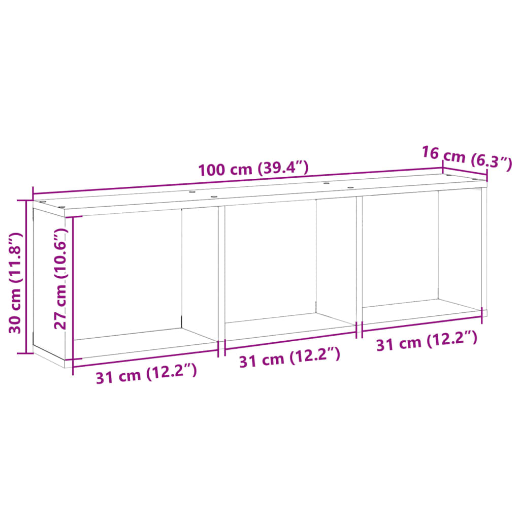 Dulap de perete, stejar sonoma, 100x16x30 cm, lemn prelucrat