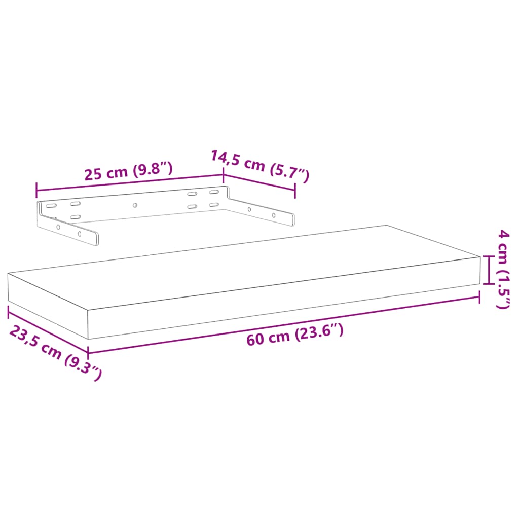 Raft plutitor, 60x23,5x4 cm, lemn prelucrat