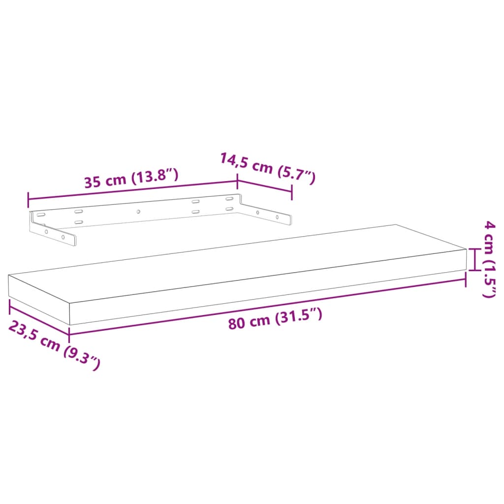 Raft plutitor, 80x23,5x4 cm, lemn prelucrat