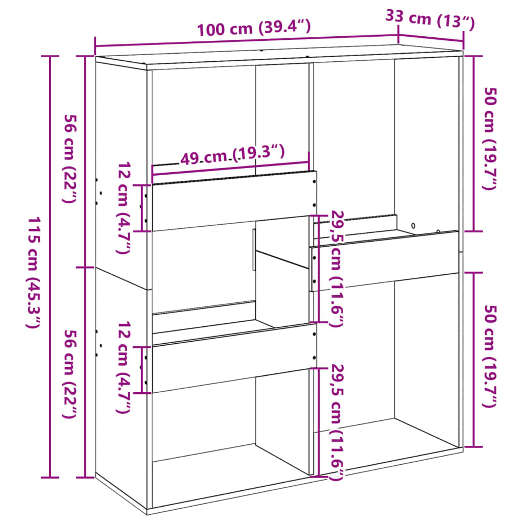 Separator de cameră, negru, 100x33x115 cm, lemn prelucrat