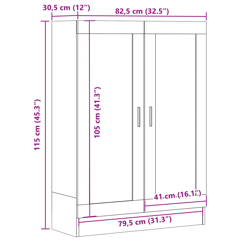 Bibliotecă, lemn vechi, 82,5x30,5x115 cm, lemn prelucrat