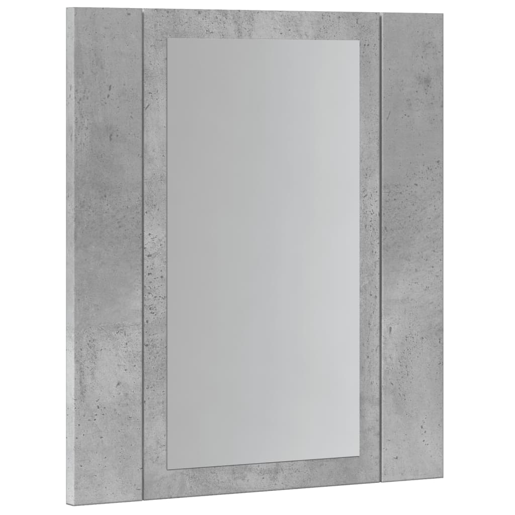 Dulap cu oglindă de baie LED, gri beton, 40x12x45 cm, lemn