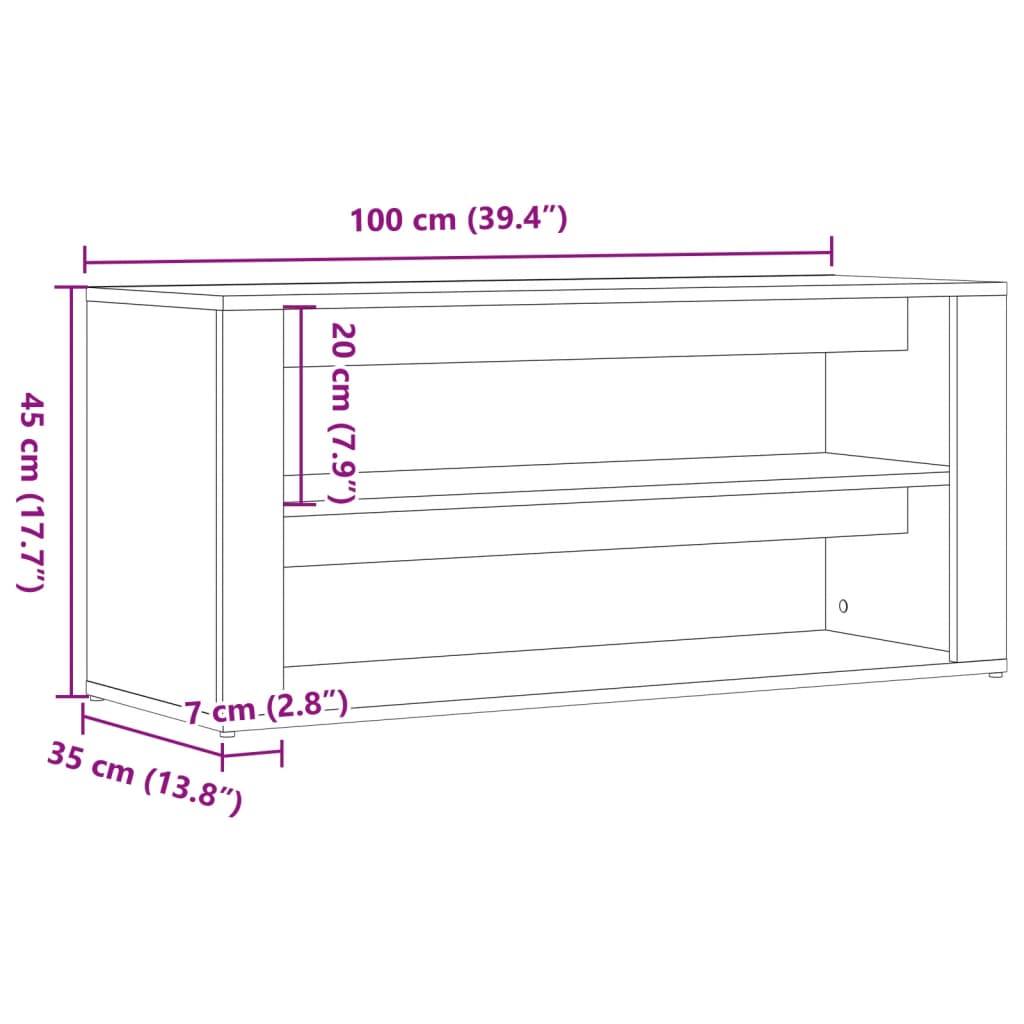 Banchetă de pantofi, lemn vechi, 100x35x45 cm, lemn prelucrat