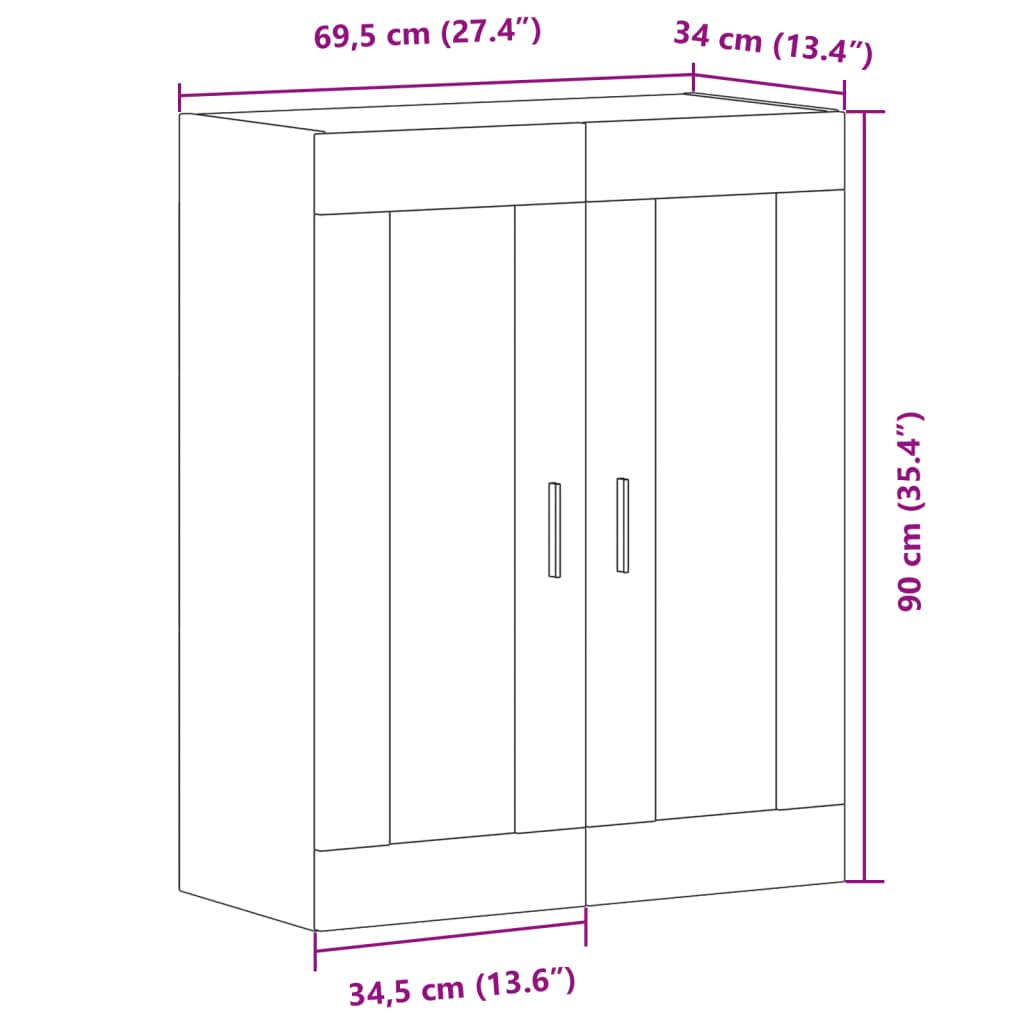 Dulap montat pe perete lemn vechi 69,5x34x90 cm lemn prelucrat