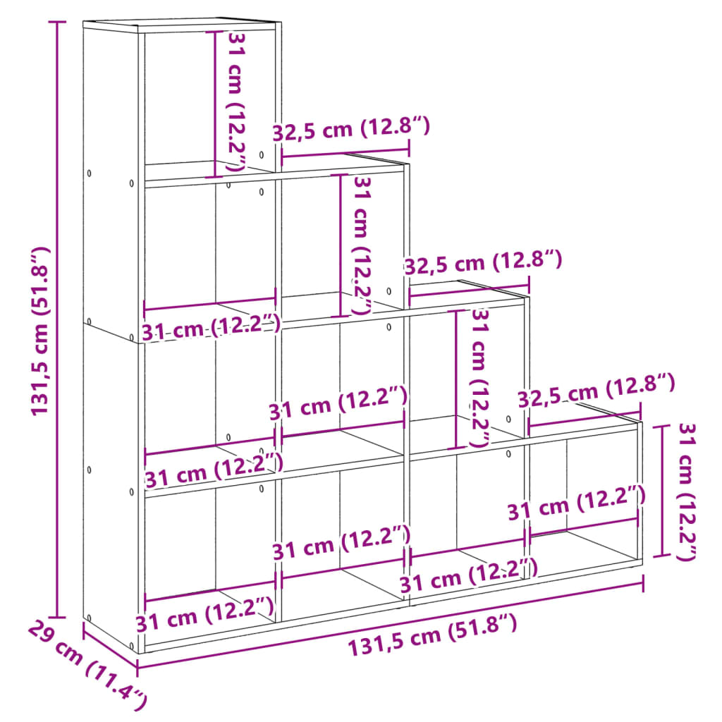 Bibliotecă/separator cameră lemn vechi 131,5x29x131,5 cm lemn