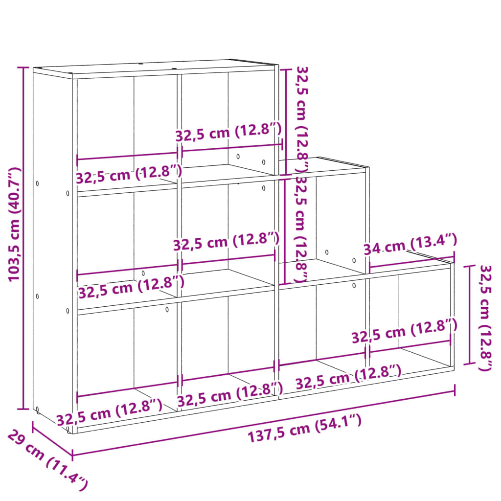 Bibliotecă/separator 3 niveluri, negru 137,5x29x103,5 cm lemn