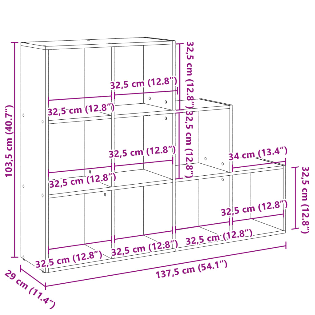 Bibliotecă/separator cameră stejar sonoma 137,5x29x103,5cm lemn