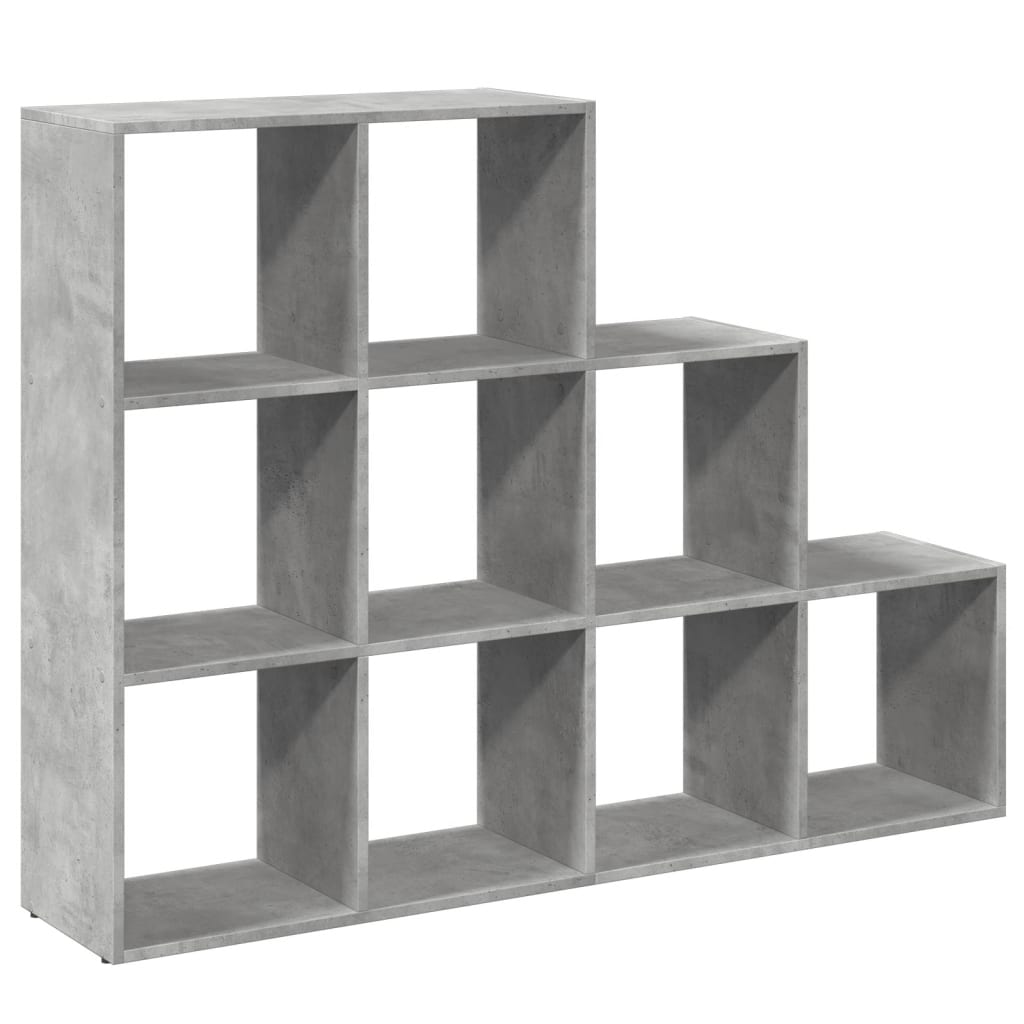 Bibliotecă/separator cameră gri beton 137,5x29x103,5 cm lemn