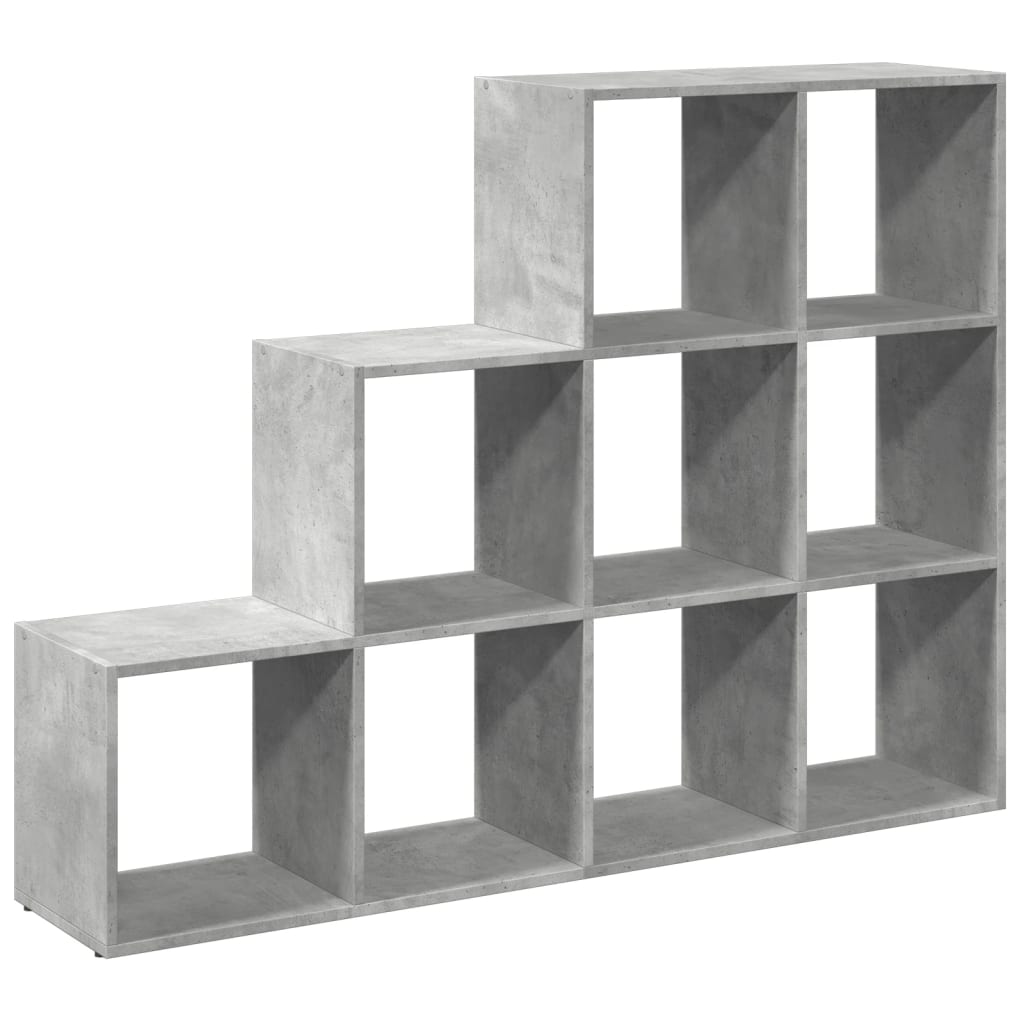 Bibliotecă/separator cameră gri beton 137,5x29x103,5 cm lemn