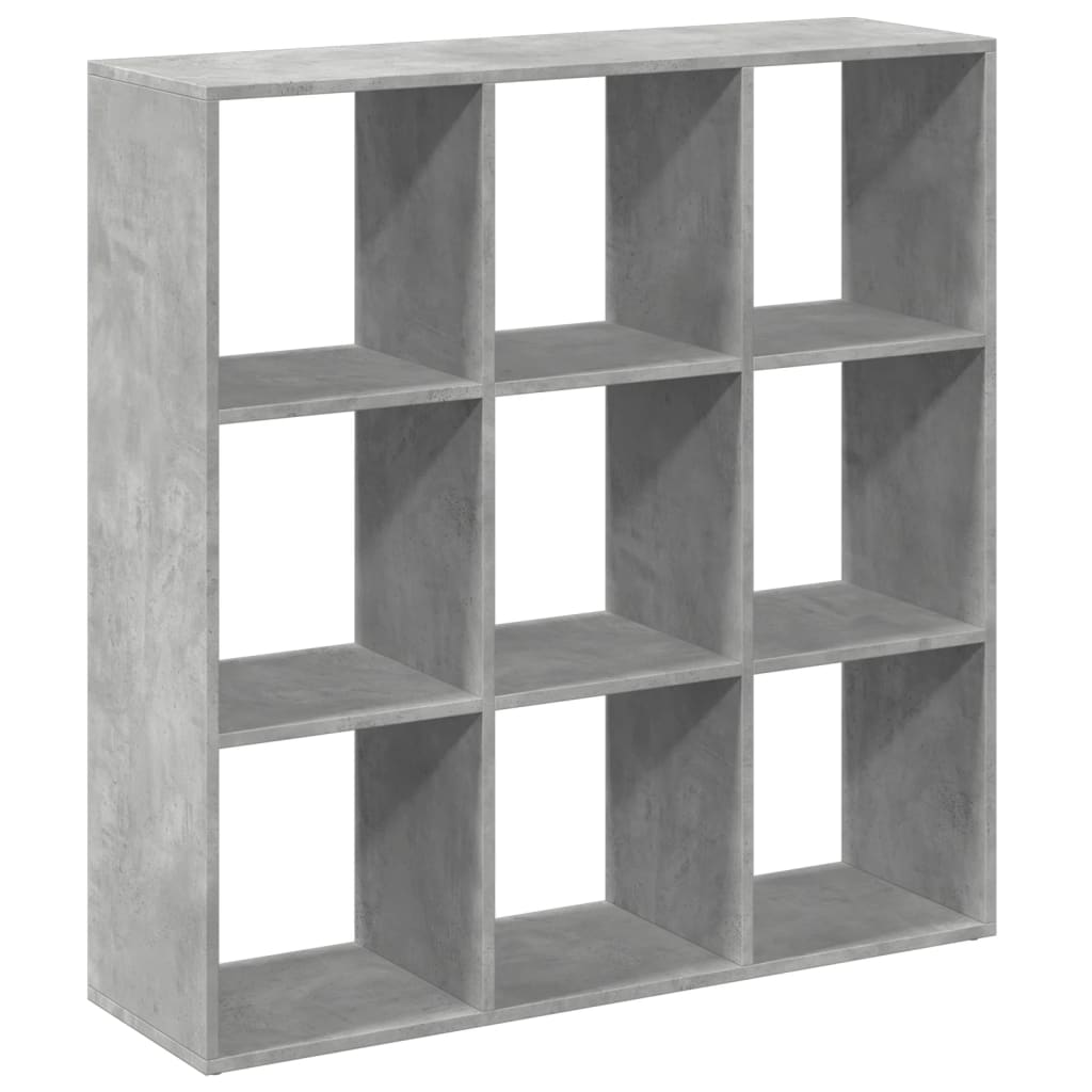 Bibliotecă/separator cameră gri beton 102x29x103,5 cm lemn