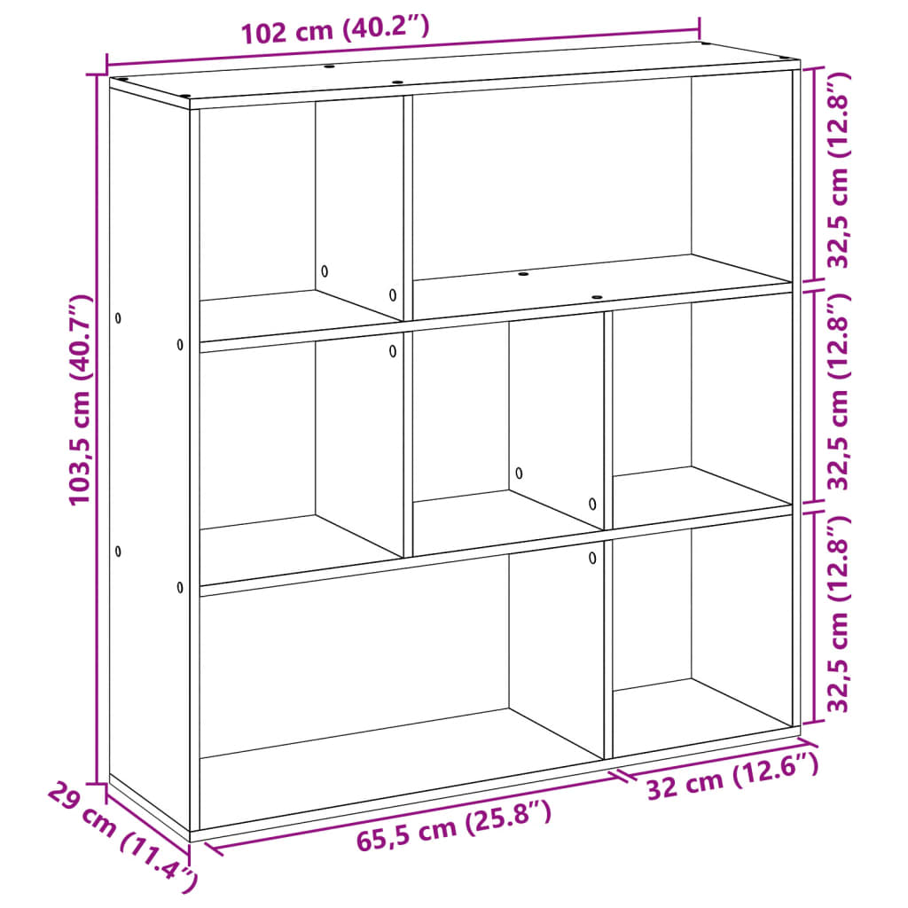 Bibliotecă/separator cameră gri sonoma 102x29x103,5 cm lemn