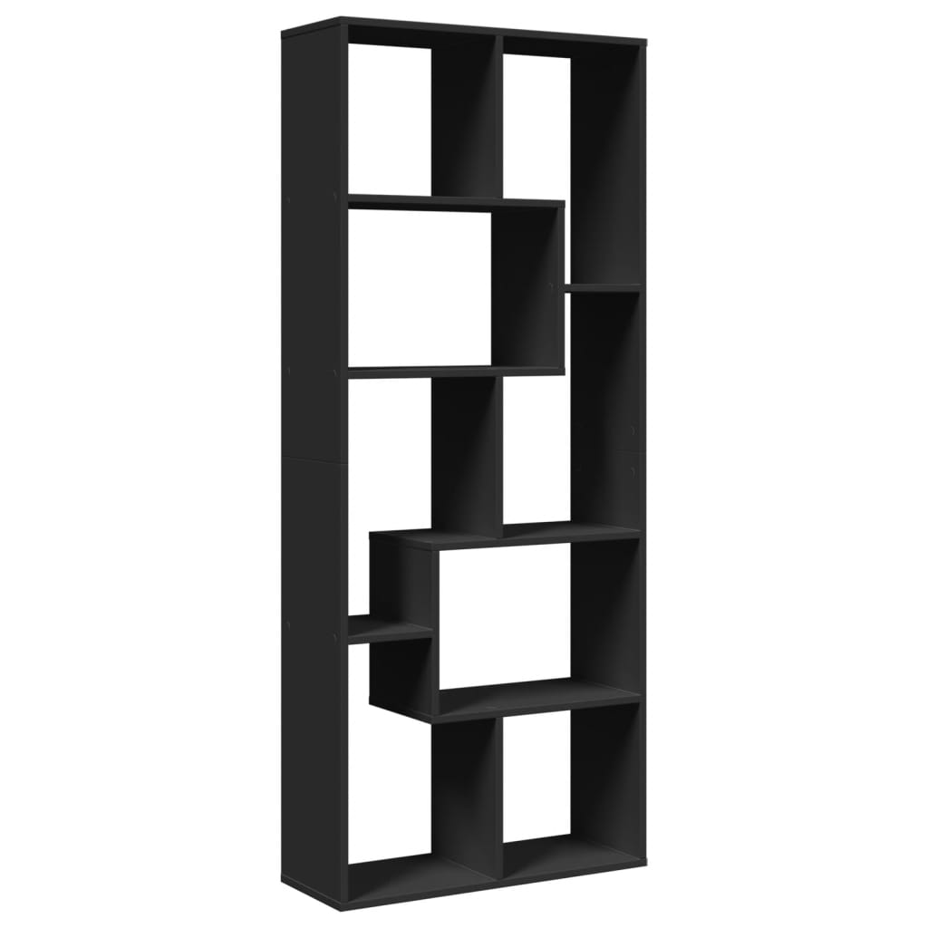 Bibliotecă/separator cameră negru 67x25x161,5 cm lemn prelucrat