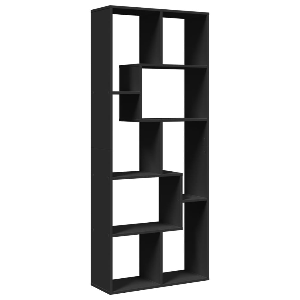 Bibliotecă/separator cameră negru 67x25x161,5 cm lemn prelucrat