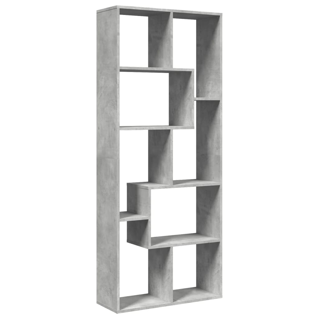 Bibliotecă/separator cameră gri beton 67x25x161,5 cm lemn