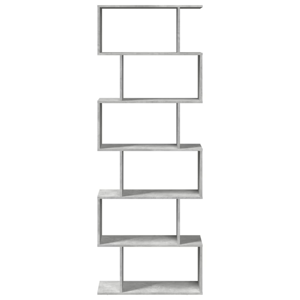 Bibliotecă/separator 6 niveluri gri beton 70x24x193 cm lemn