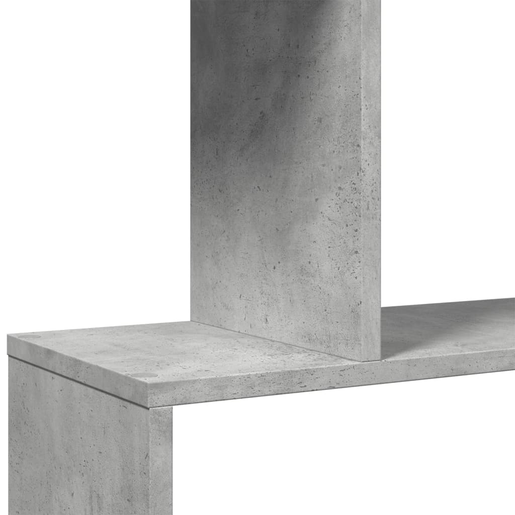 Bibliotecă/separator 6 niveluri gri beton 70x24x193 cm lemn