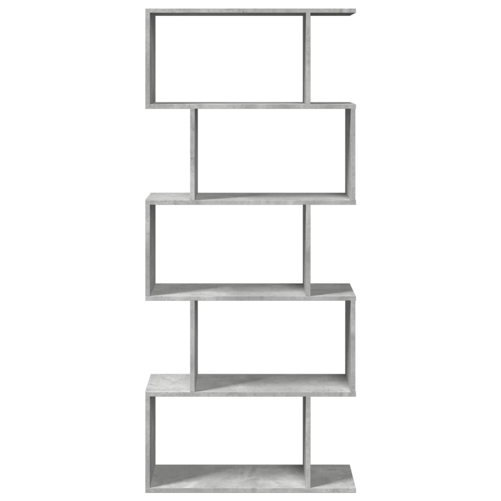 Bibliotecă/separator 5 niveluri gri beton 70x24x161 cm lemn