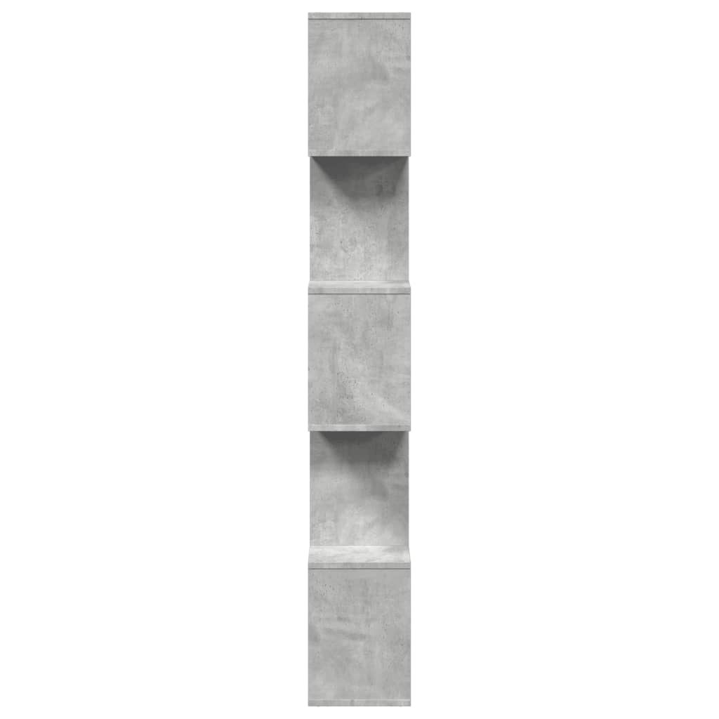 Bibliotecă/separator 5 niveluri gri beton 70x24x161 cm lemn