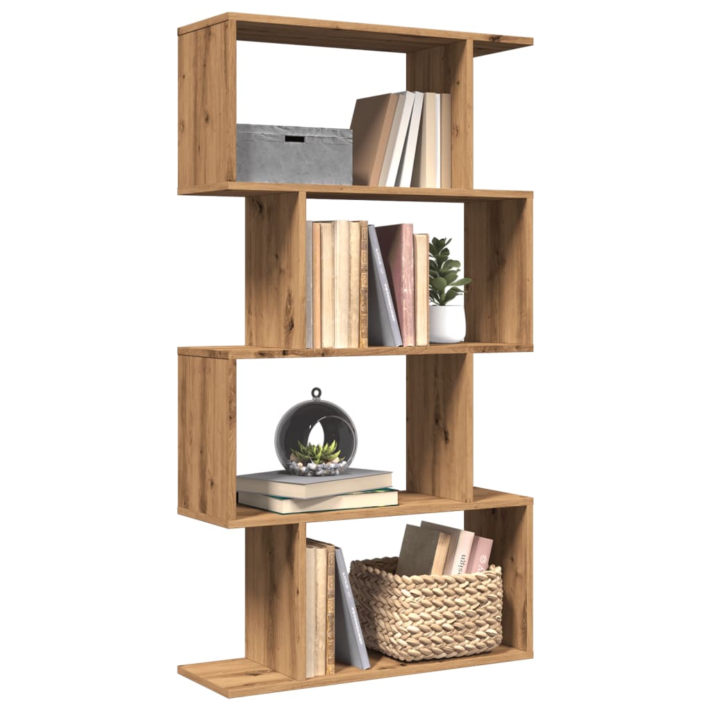 Bibliotecă/separator 4 nivel stejar artizanal 70x24x129 cm lemn