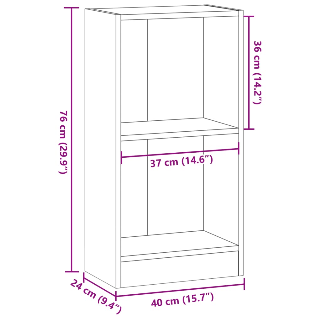 Bibliotecă, stejar maro, 40x24x76 cm, lemn prelucrat