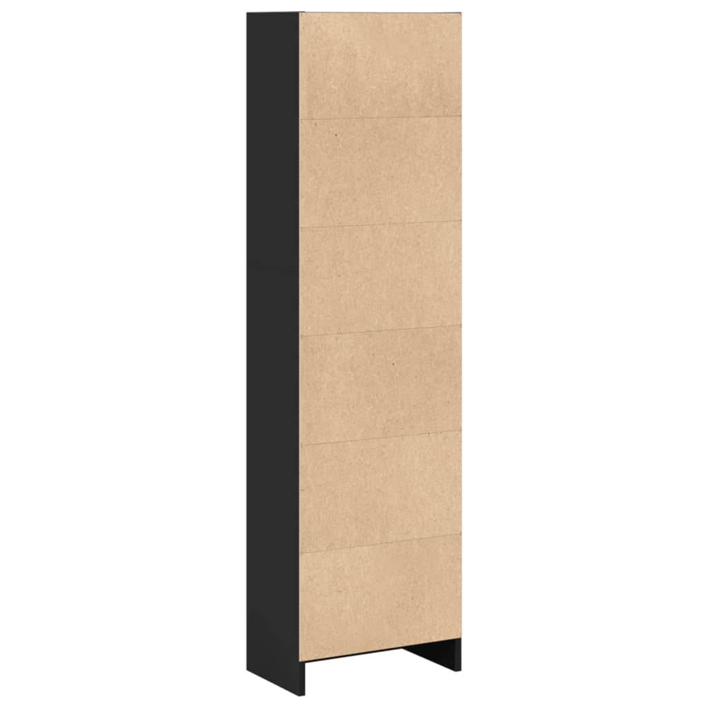 Bibliotecă, negru, 40x24x143 cm, lemn prelucrat