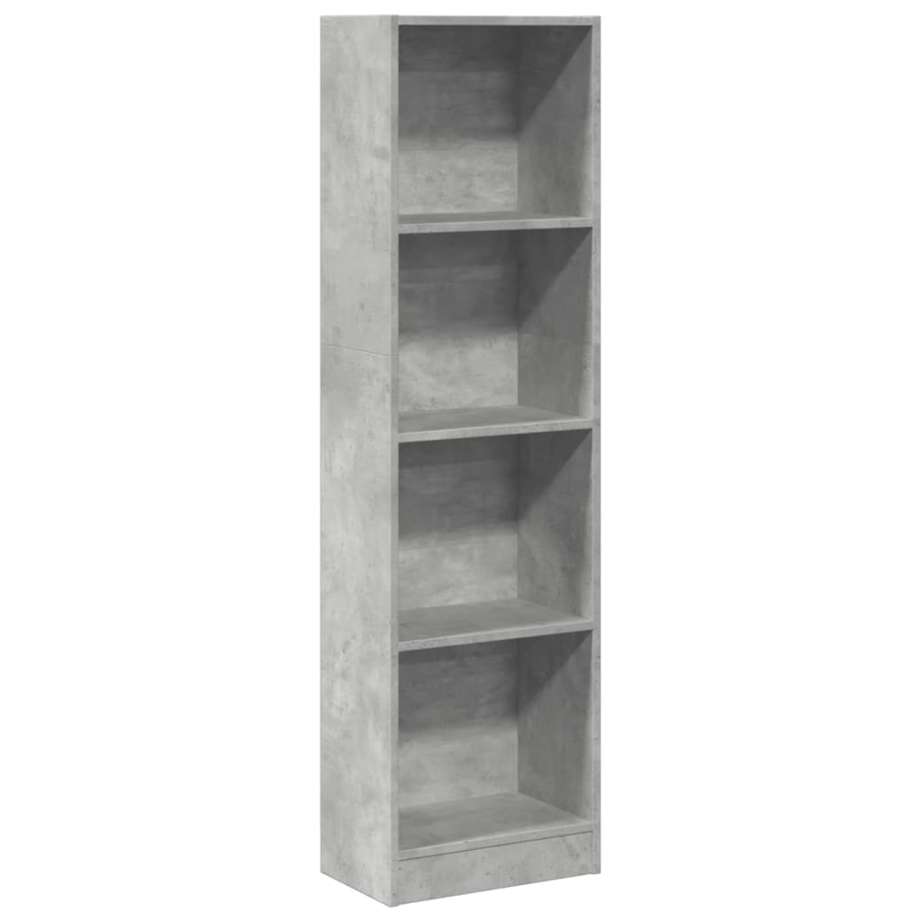 Bibliotecă, gri beton, 40x24x143 cm, lemn prelucrat